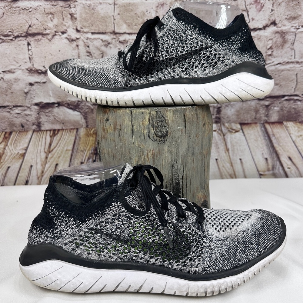 NIKE FREE RUN FLYKNIT MENS SHOES 8.5 GREY WHITE BLACK 942838